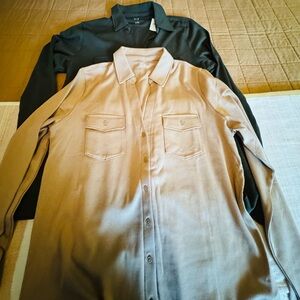 XL tall Tan and Green Button-Up Shirts